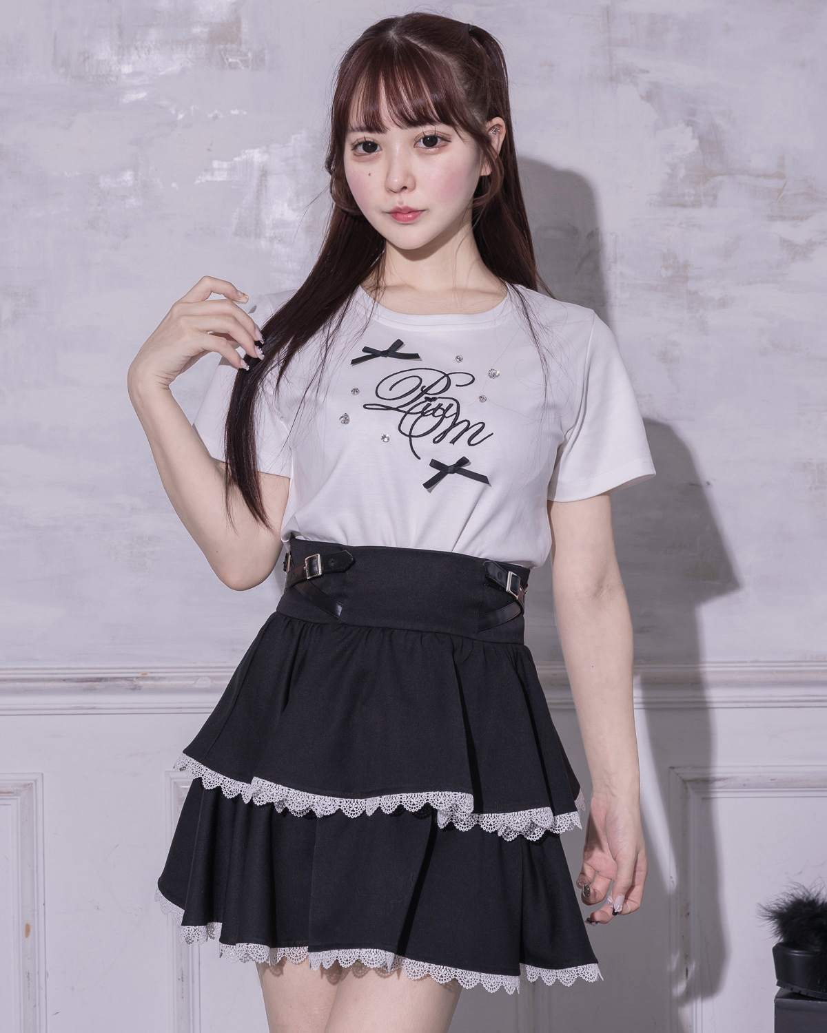 サイドベルトティアードミニスカート – pium