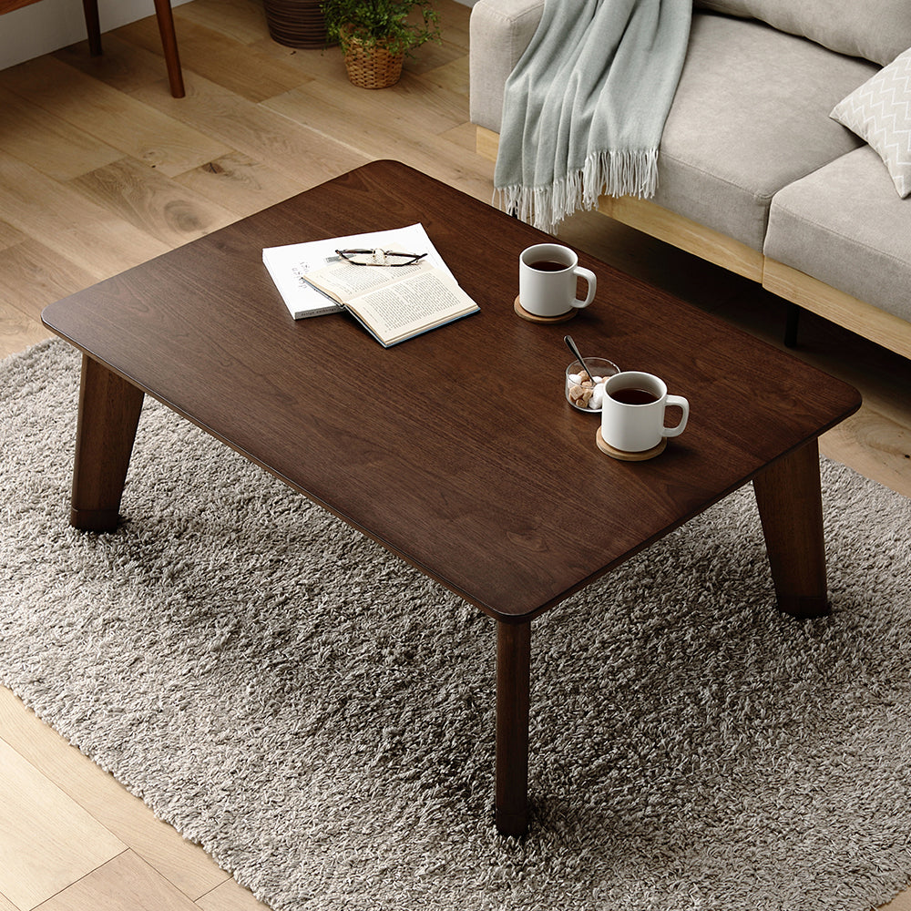 継脚式 超薄型ヒーター 天然木突板 こたつテーブル 75×105cm(長方形