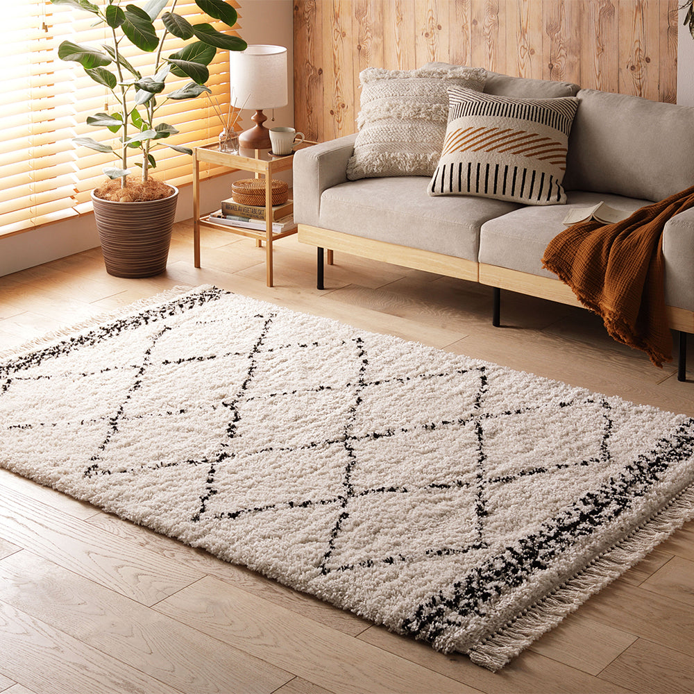 ベルギー製ウィルトン織ベニワレン風ラグ/ベニワレン柄のナチュラルな