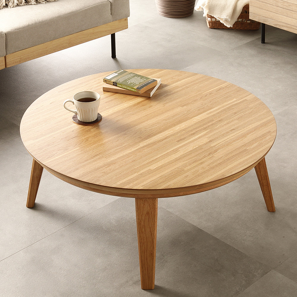 円形 天然木突板 こたつテーブル 85cm オーク/一年中使えるおしゃれな