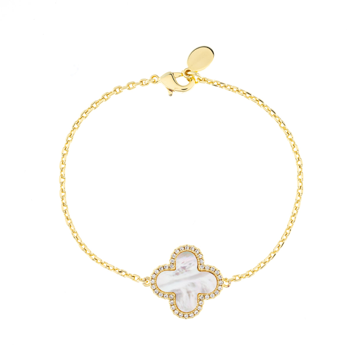 Mother of Pearl CZ Single Flower Bracelet – Rivka Friedman Jewelry