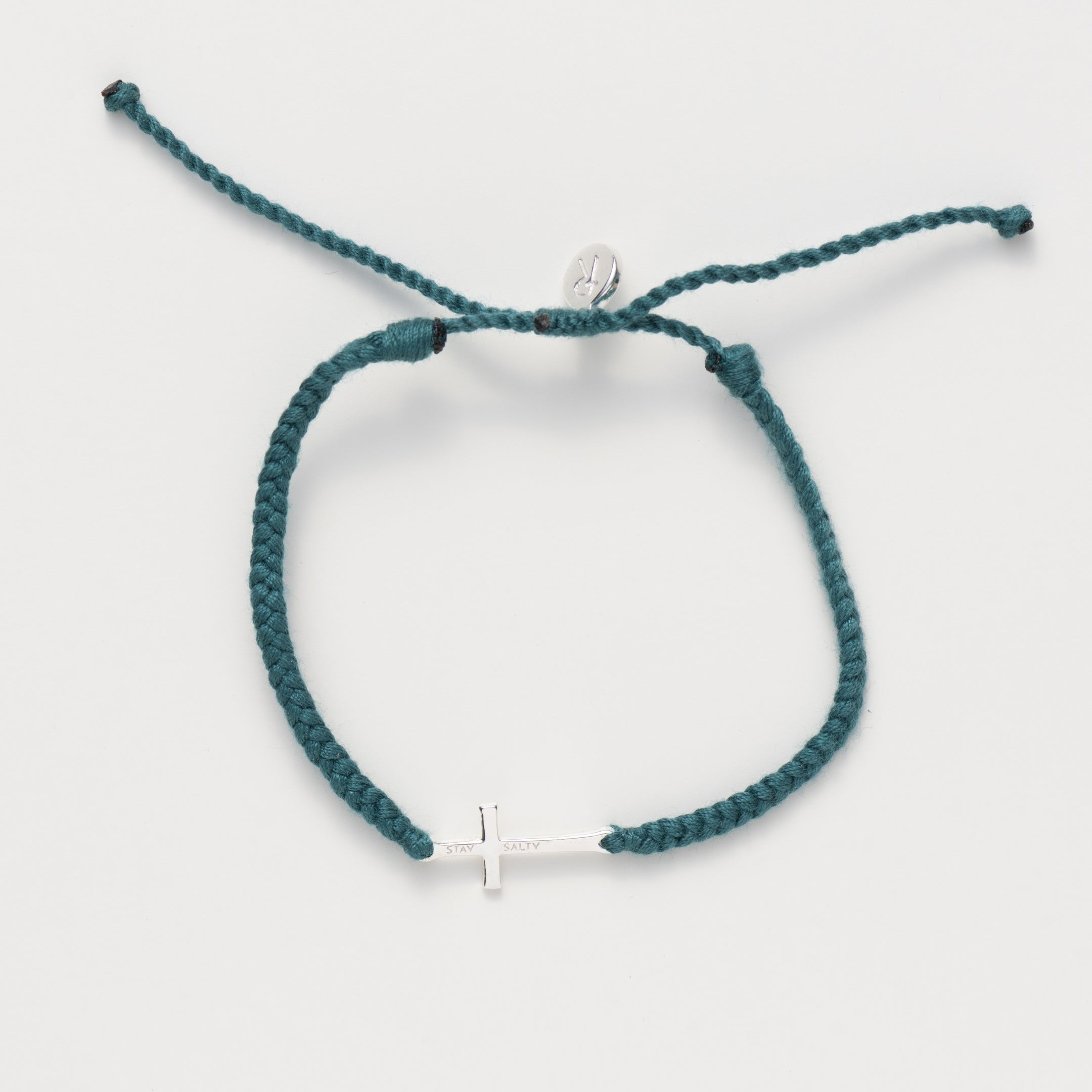 Stay Salty Cross Braided Azure Blue Cord Bracelet|Rizen Jewelry