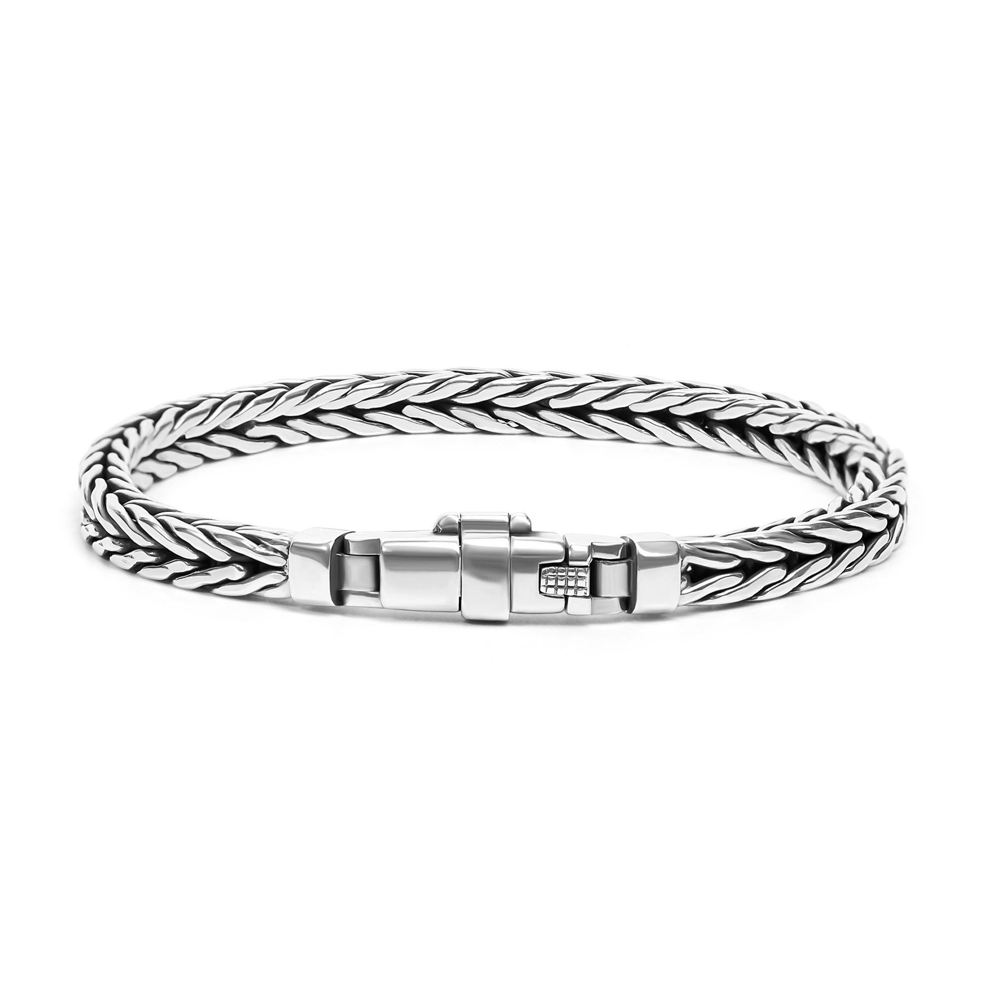 S925 Silver Handmade Braided Bracelet For Men - Crein
