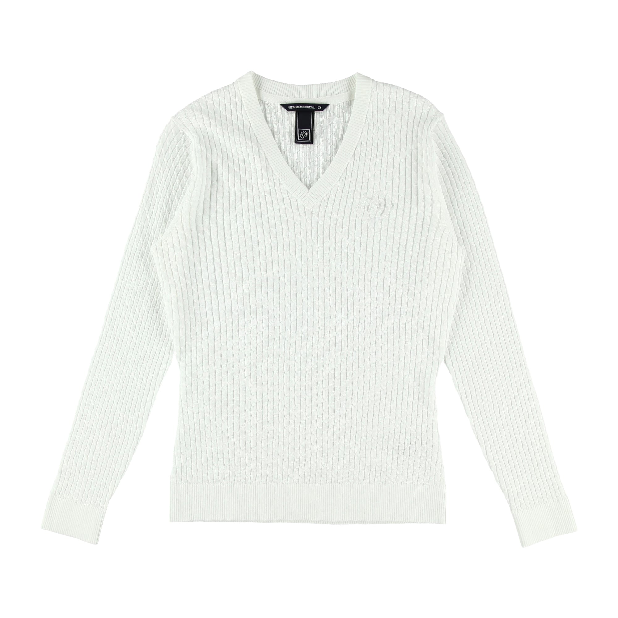 WOMEN ハイゲージコットン 長袖セーター ホワイト