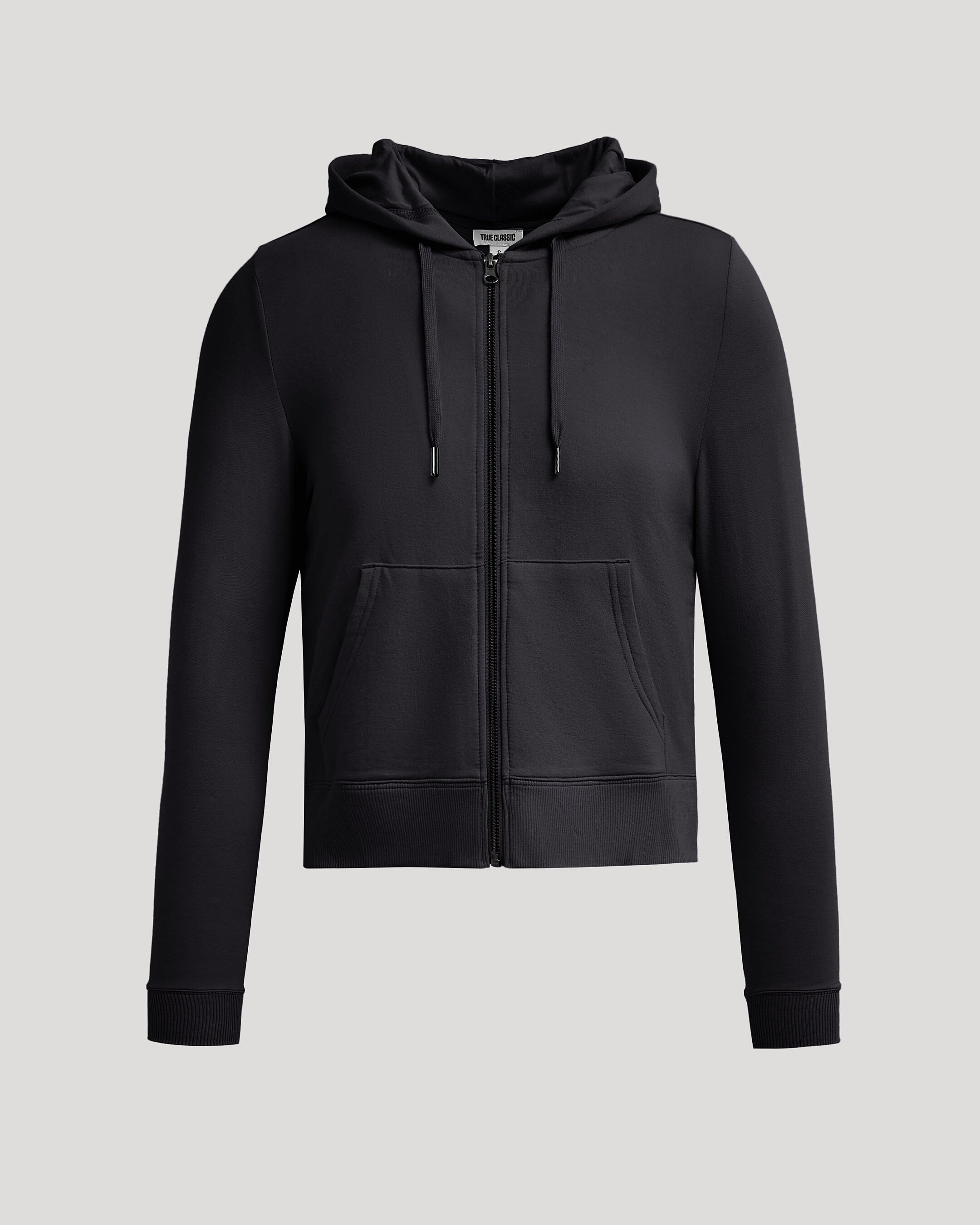 Womens Black Crop Zip Hoodie - True Classic