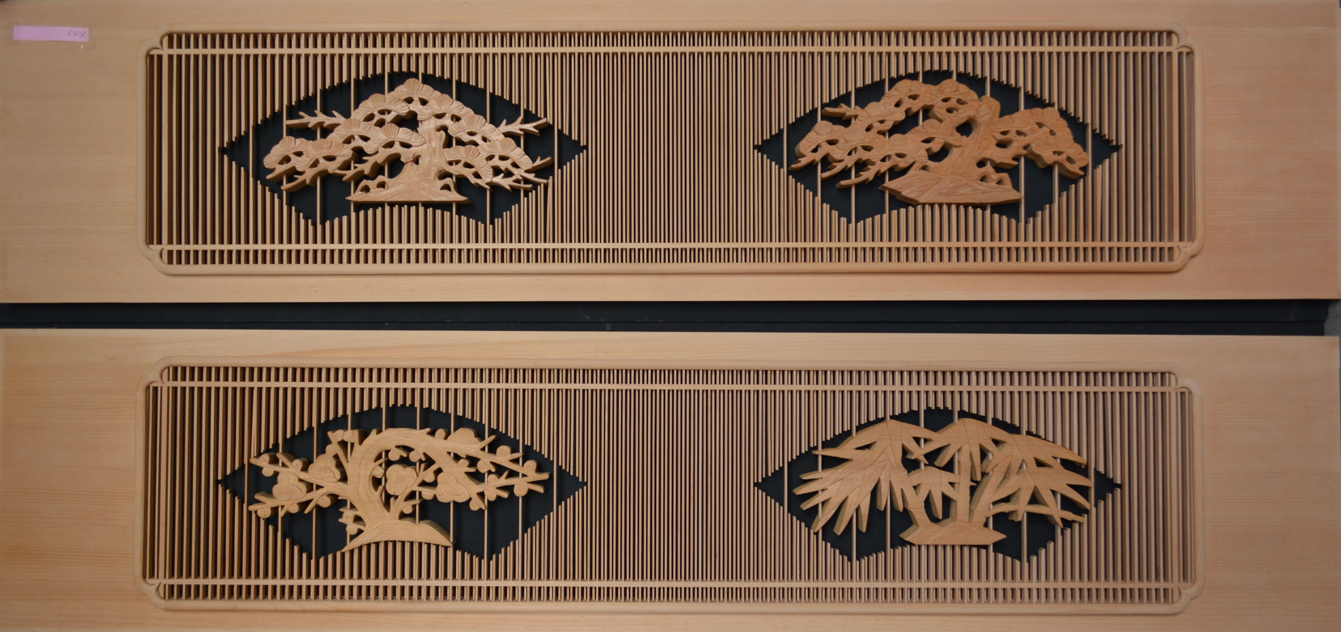 彫刻欄間の高原銘木店 ＞ 組子ランマ ＞ 0644 組子ランマ 松竹梅 4.5尺