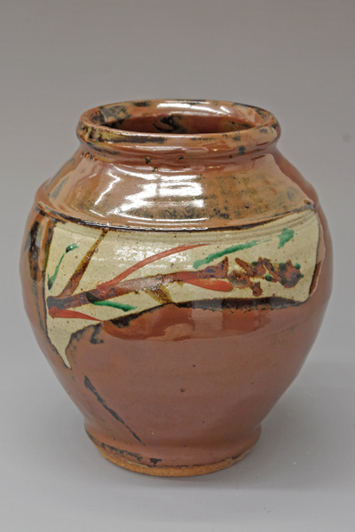 濱田庄司（人間国宝）柿釉赤絵花瓶 共箱 ｜益子焼販売 善五