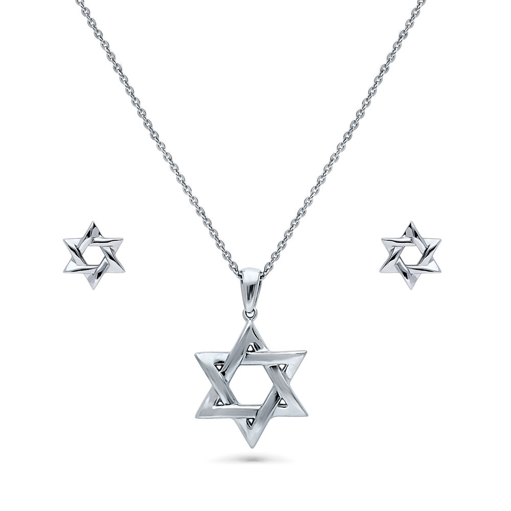 Sterling Silver Star of David Necklace and Earrings Set – BERRICLE