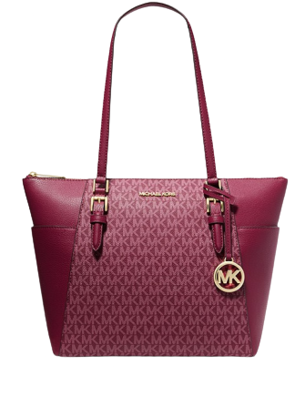 Michael Michael Kors Charlotte Large Logo and Leather Top Zip Tote