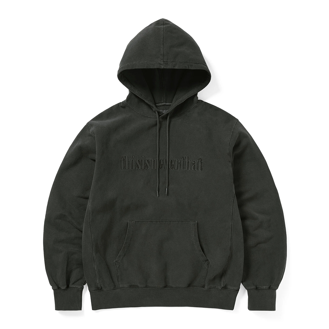 thisisneverthat Overdyed Embroidery Hoodie Charcoal – Brick + Mortar