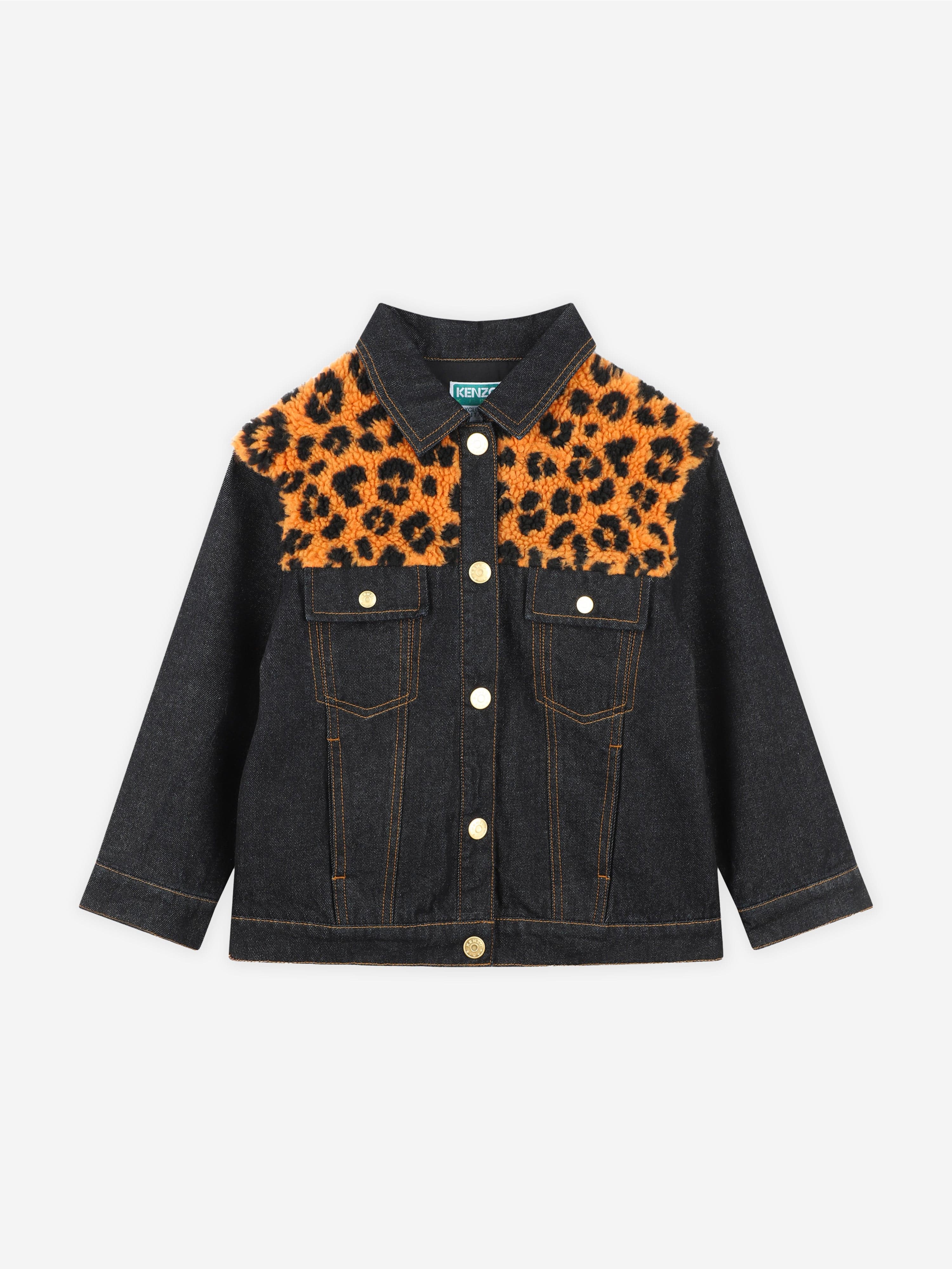 KENZO Kids Leopard Denim Jacket in Black | Childsplay Clothing