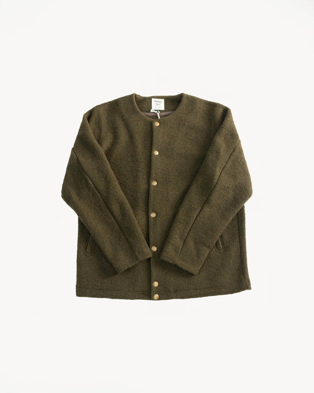 Wool Collarless Jacket - 20 Khaki | Dant