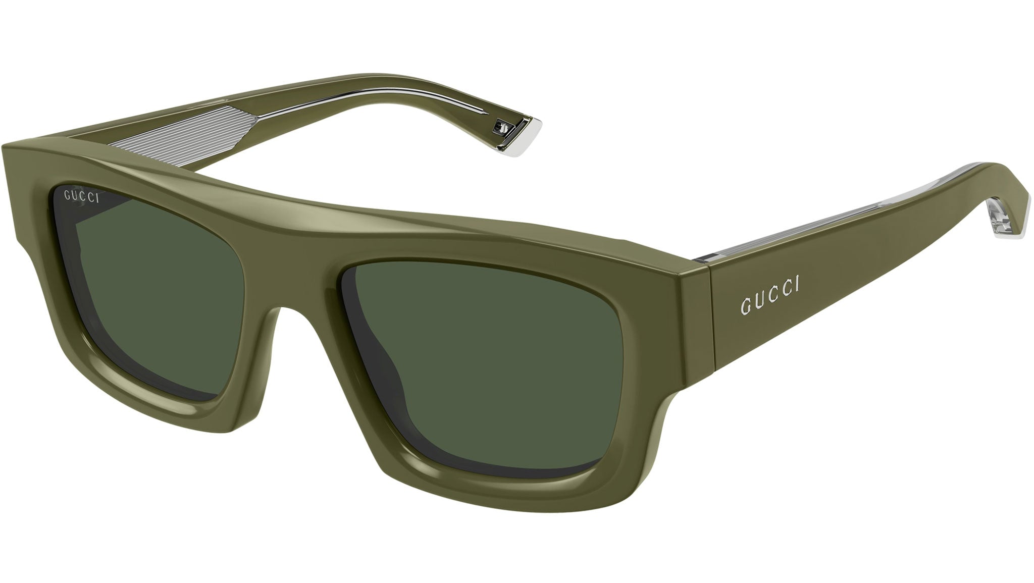 Gucci GG1926S 012 Rectangular Sunglasses Solid Olive Green - eye