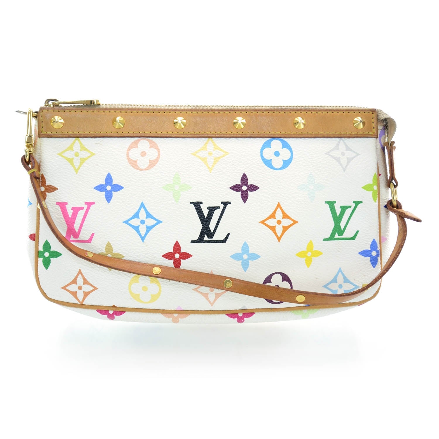 Louis Vuitton Monogram Multicolor Pochette Accessories White 38819