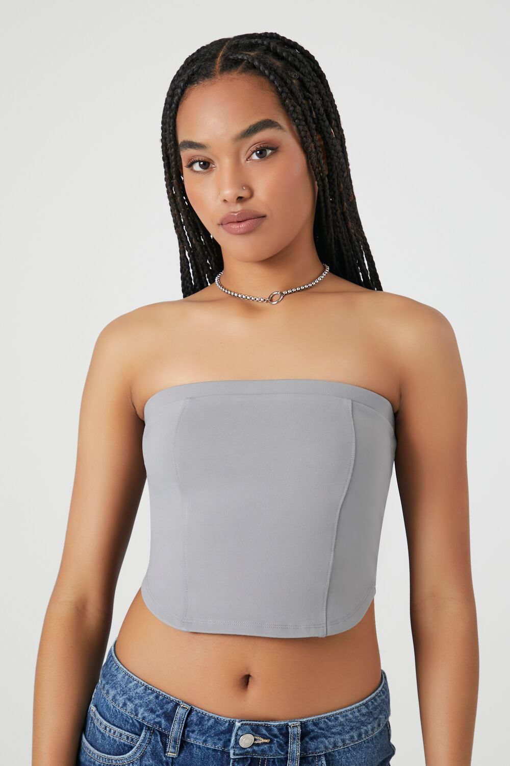 Ponte Knit Curved-Hem Tube Top
