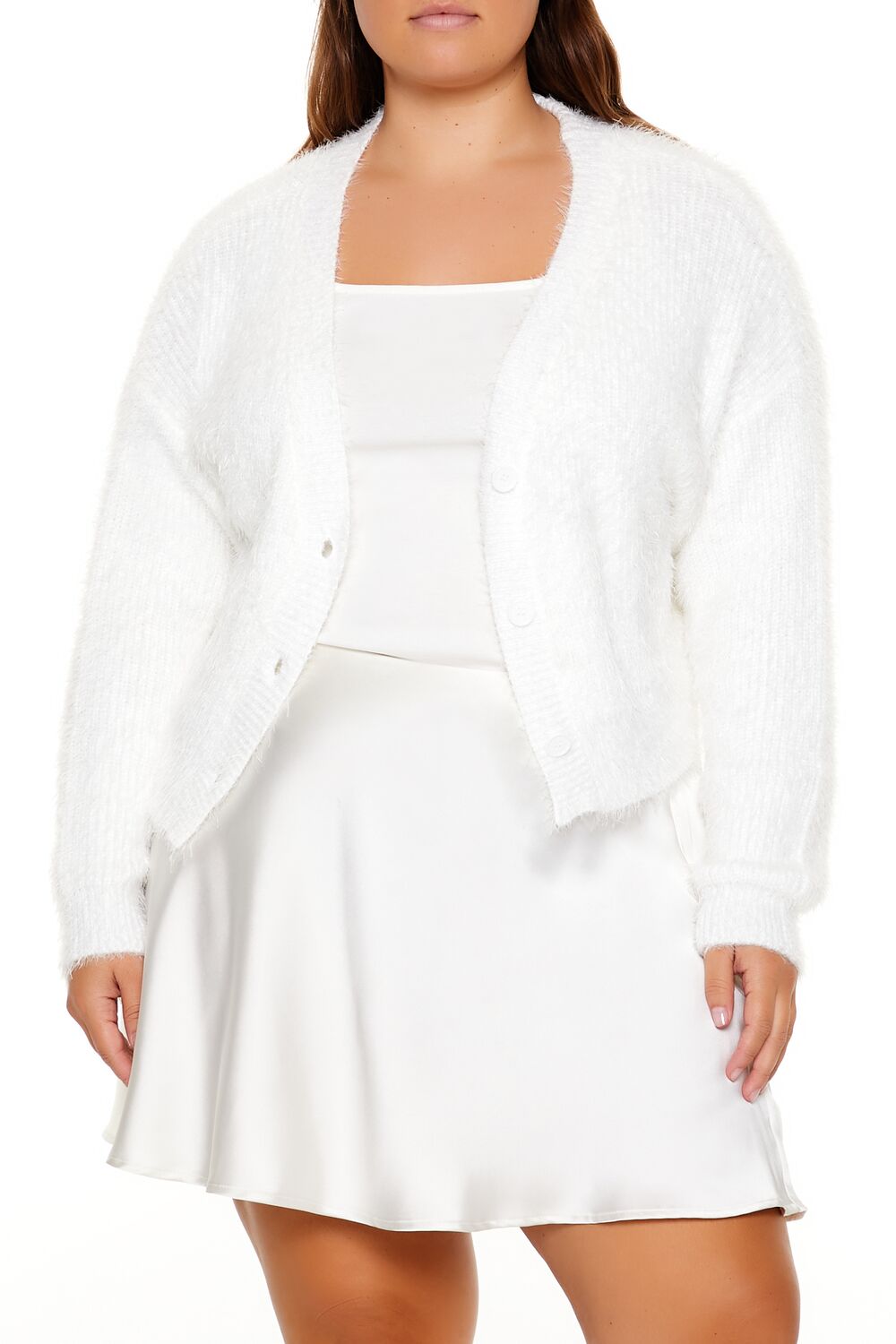 Plus Size Fuzzy Cardigan Sweater