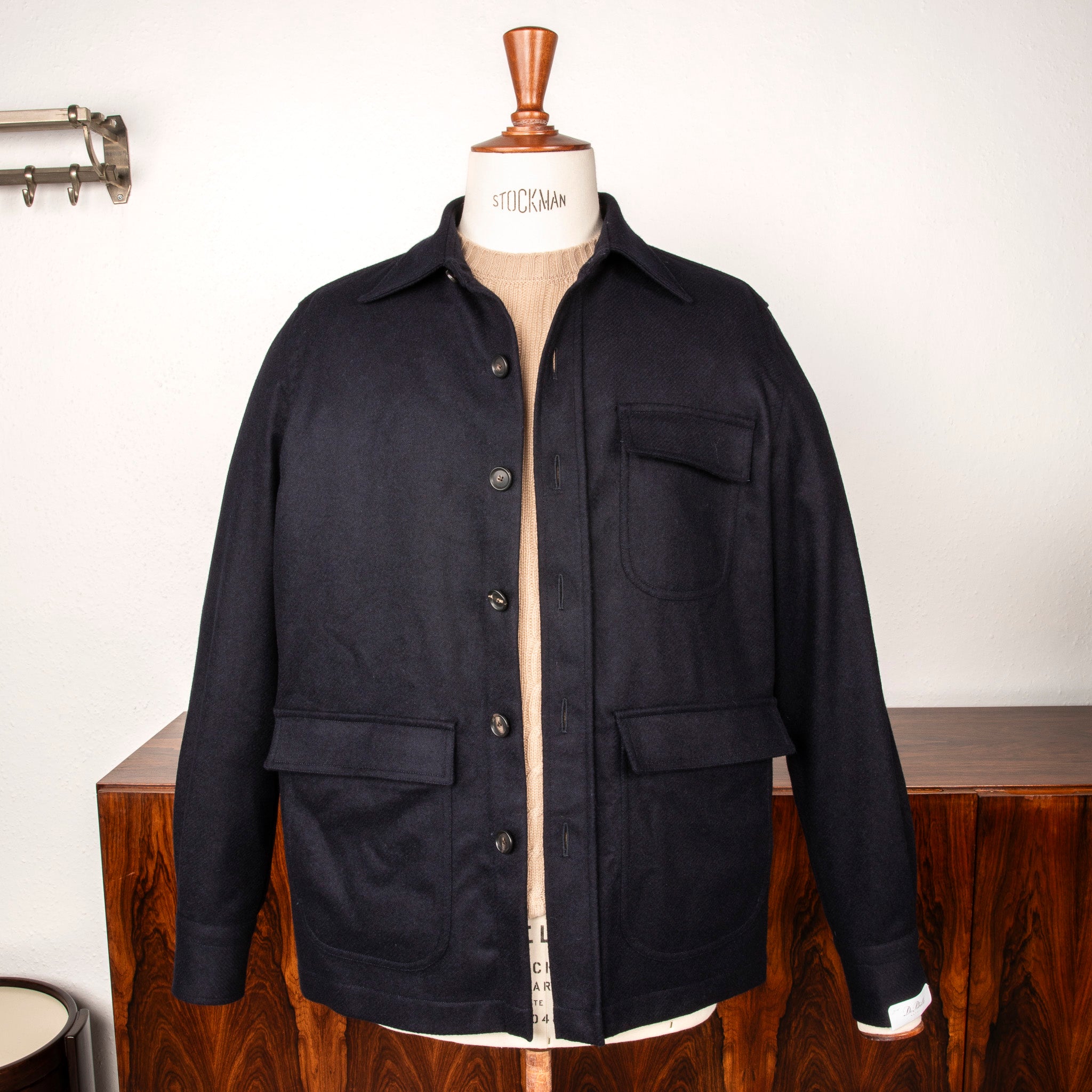 De Petrillo Shirt Jacket Wool and Cashmere Blu Scuro – Frans Boone