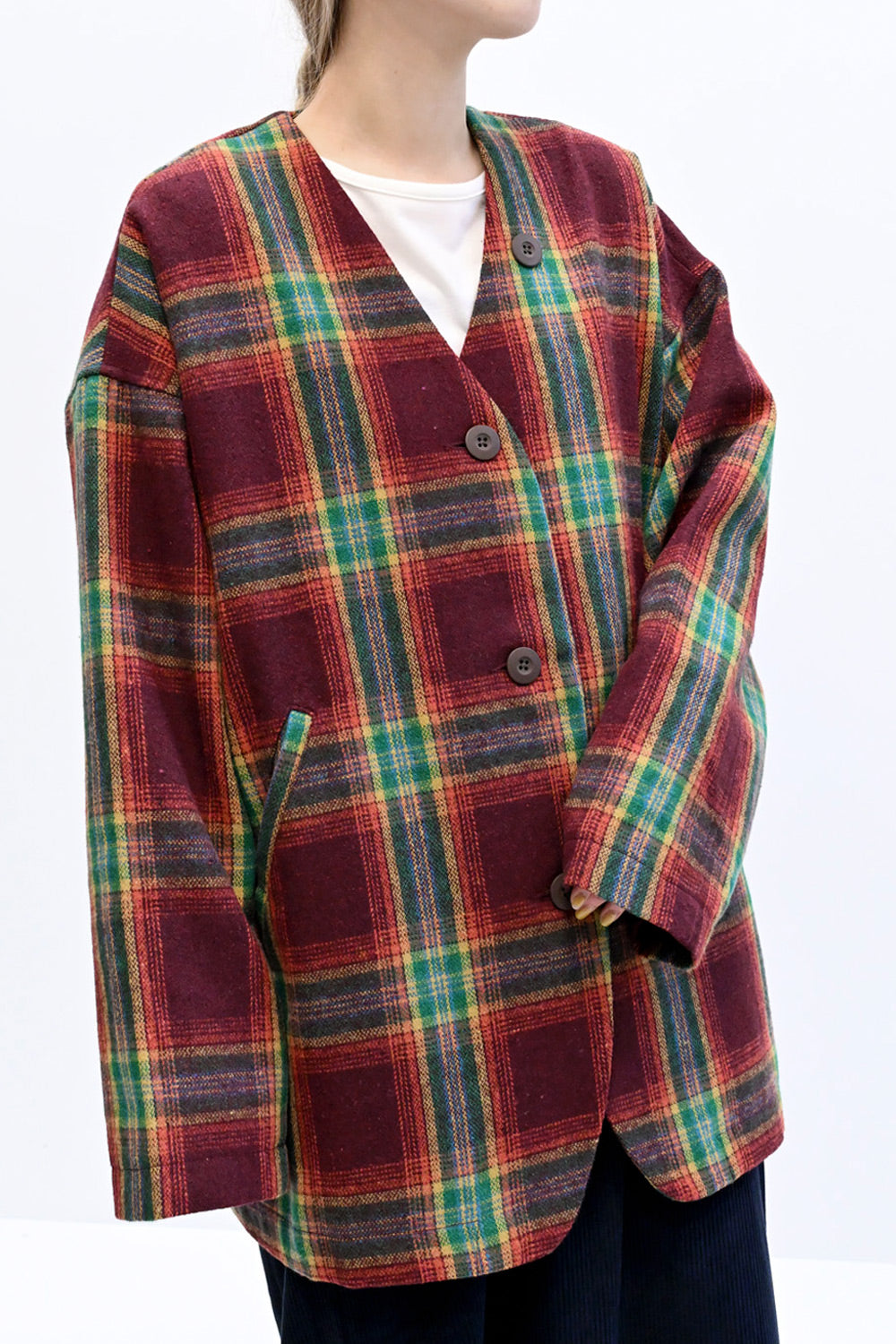 ≪SALE≫【GENTIL】Vネックチェック柄コート – HEART MARKET