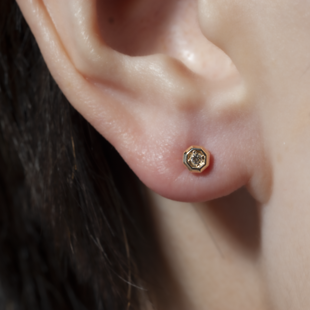 K10 ダイヤモンド ピアス 八角形