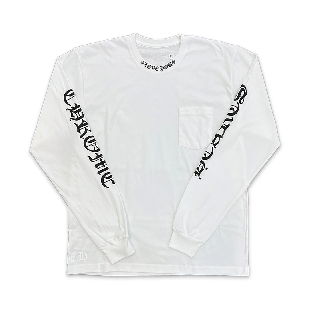 Chrome Hearts Neck Logo Love You Long Sleeve T-Shirt White | Kenshi