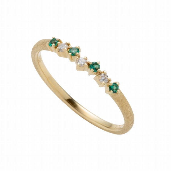 エメラルド/ダイヤモンド K18リング(クレサンベール/マット/5月誕生石