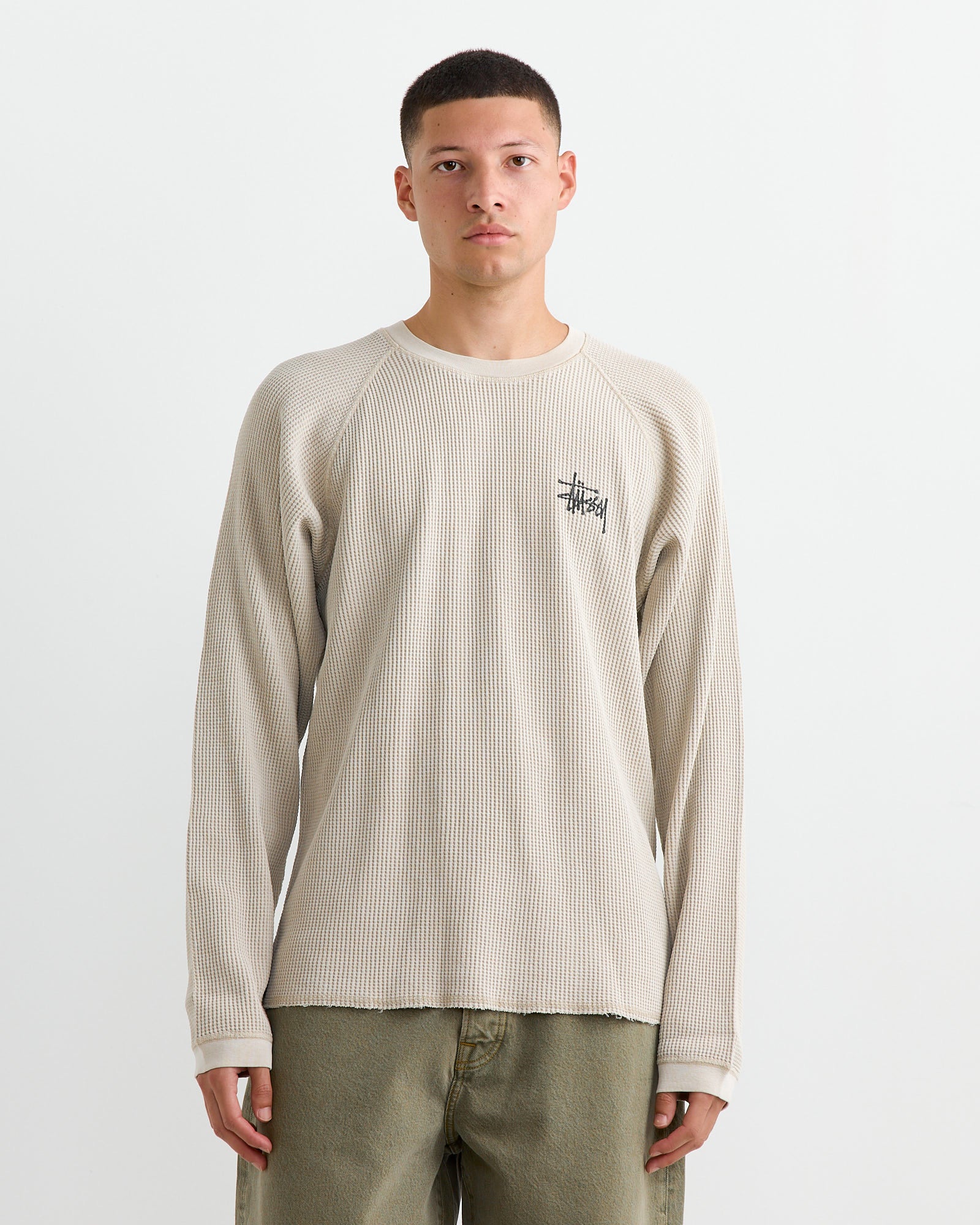Raglan Thermal Basic Crewneck in Bone
