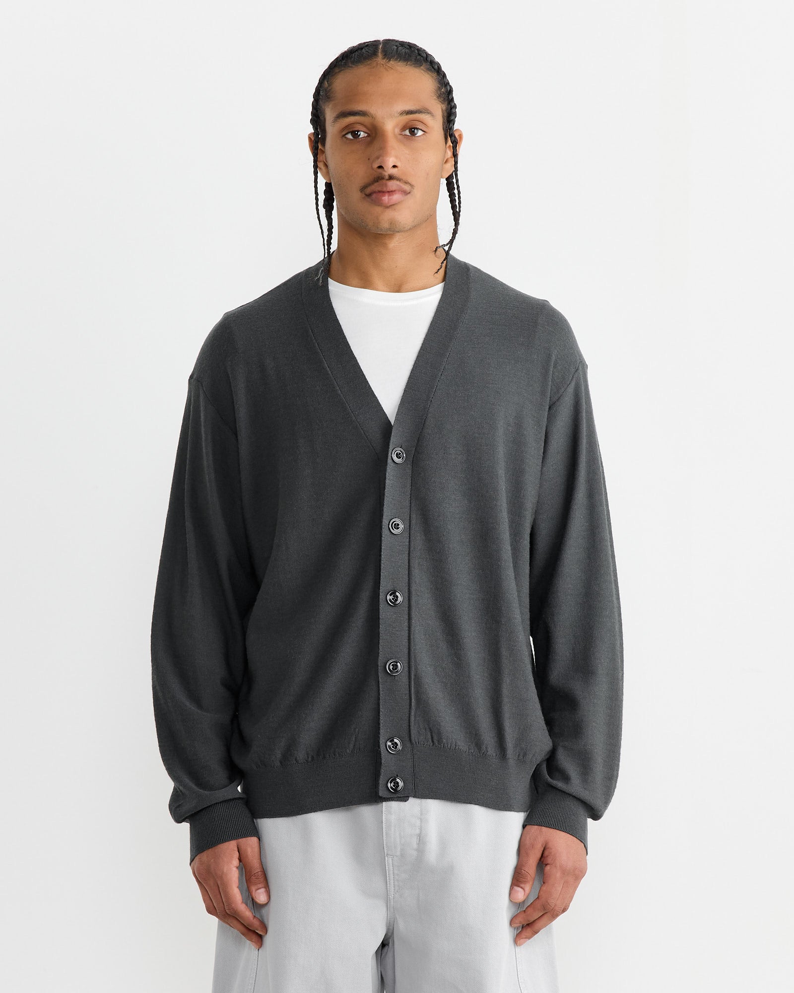 Relaxed Twisted Cardigan in Carbon