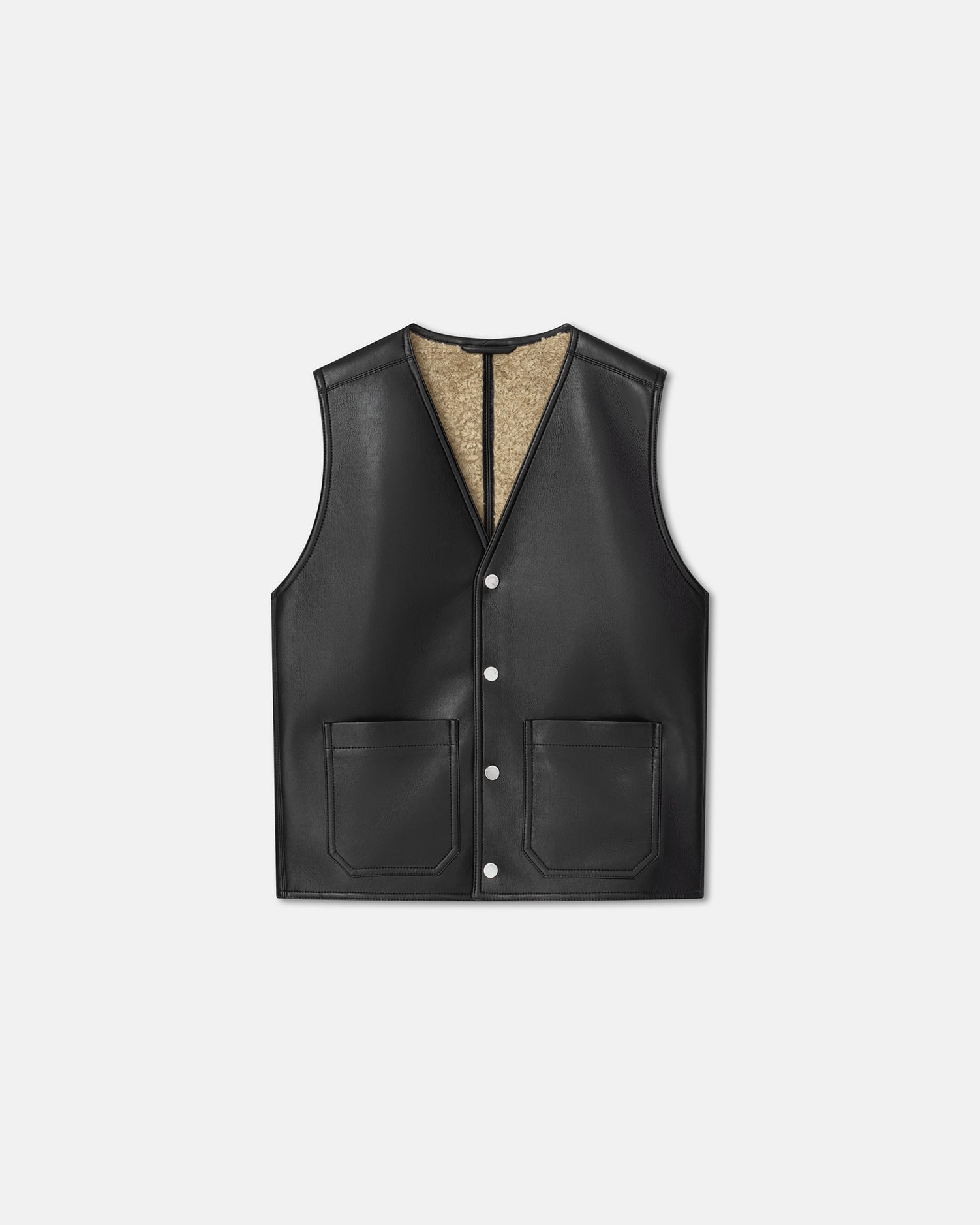 Leevi - Reversible Bonded Shearling Vest - Cornstalk/Black – Nanushka