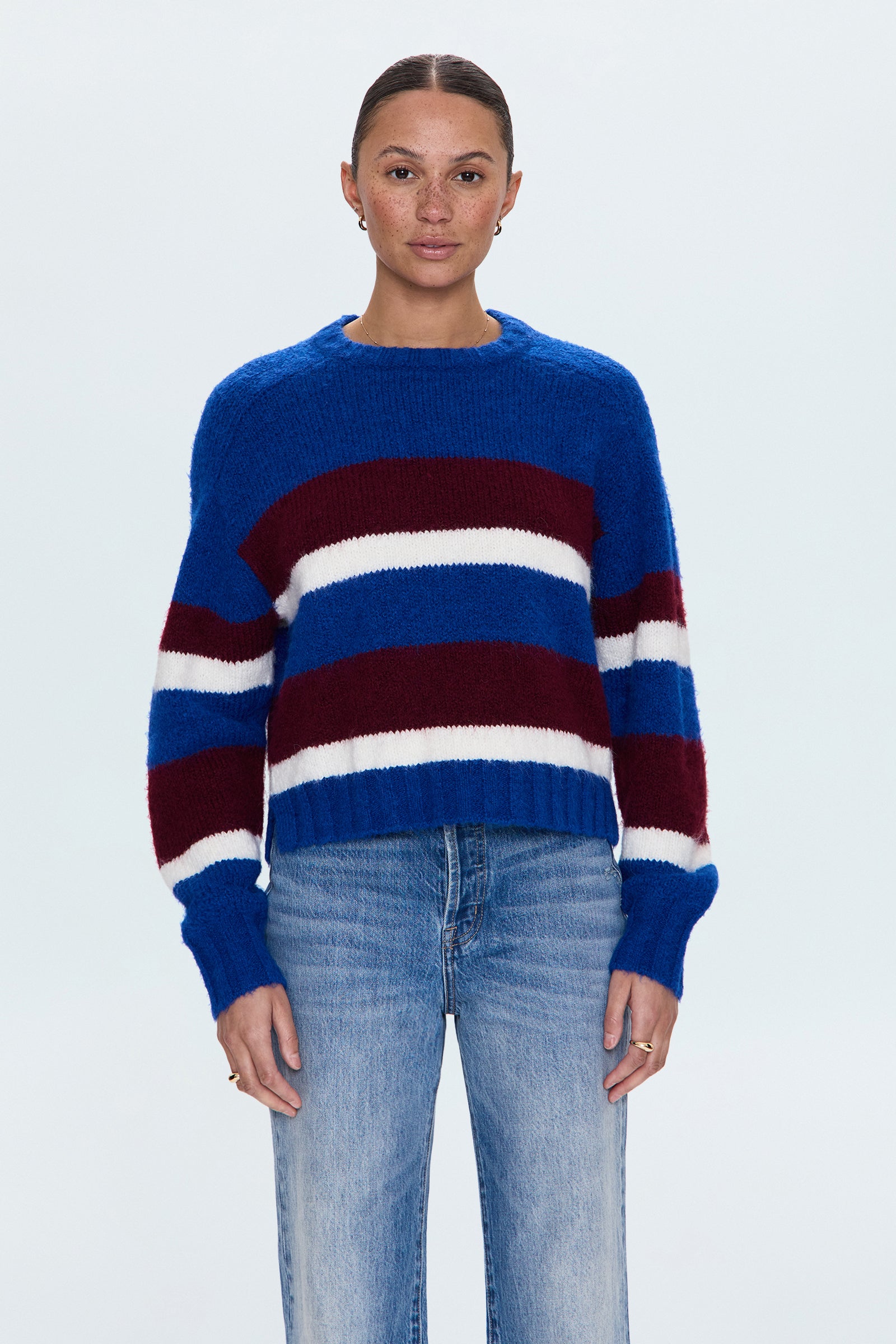 Adina Sweater - Azure Claret Stripe – Pistola Denim