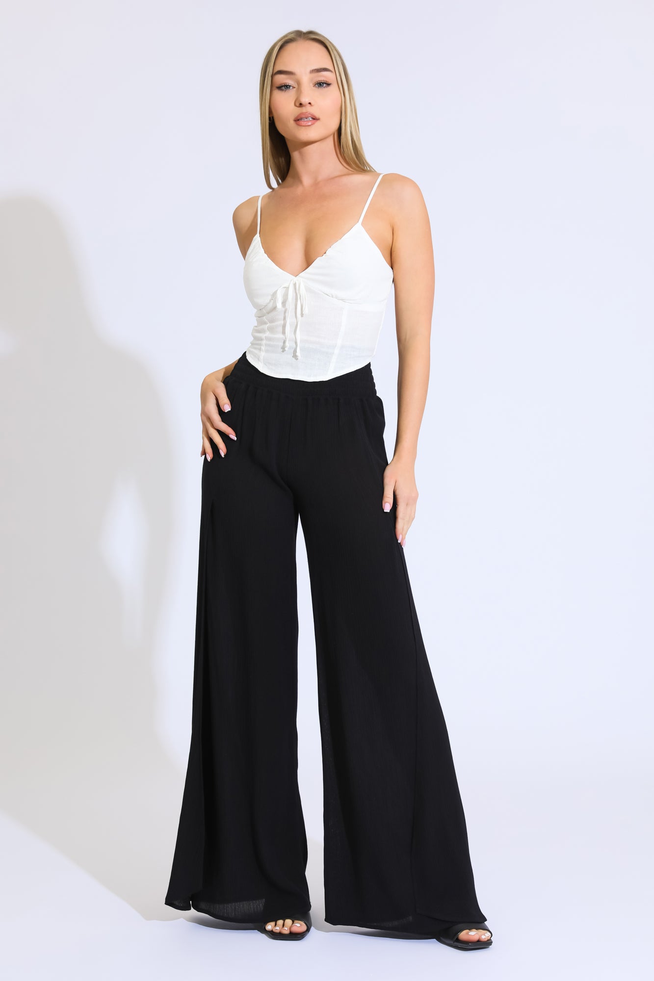 Front Wrap Wide Leg Pant - Black – Rewash Brand
