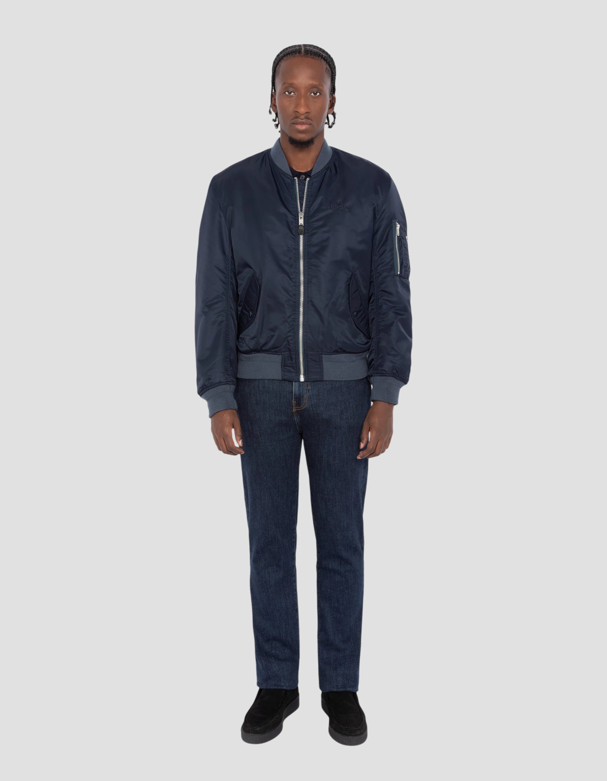 Bomber MA -1 Washing dark navy in recycled nylon, Comfort cut
