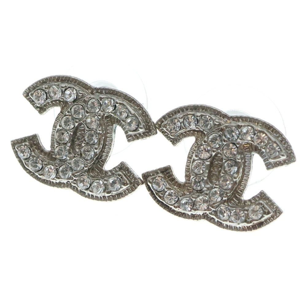 CHANEL(シャネル) ココマーク ラインストーン ピアス シルバー A12V