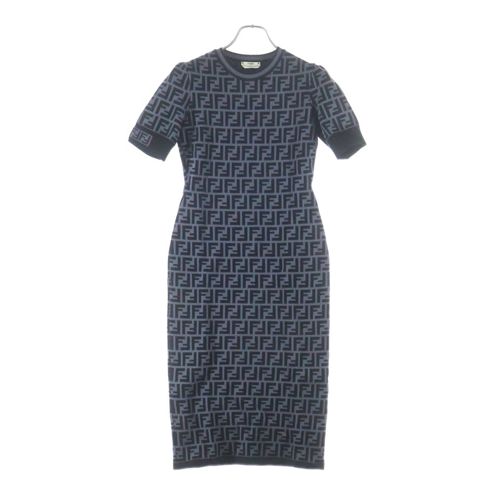 FENDI(フェンディ) FFロゴ ズッカ柄 ニットワンピース ブラック FZD753
