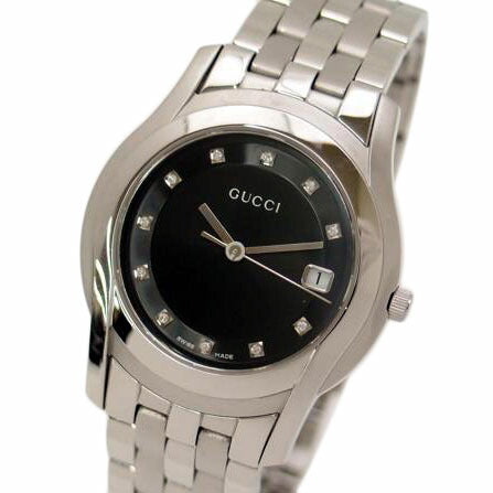 GUCCI グッチ 腕時計 ステンレス ダイヤモンド メンズ 黒/時計