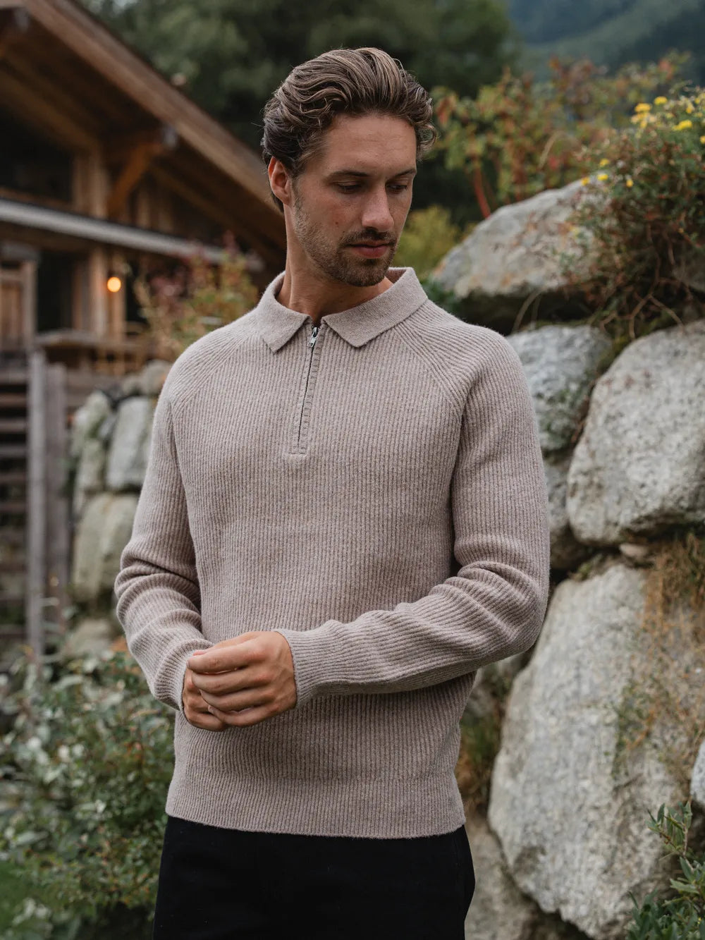 Brown Knit Oversized Polo Sweater – 16/08 WEAR