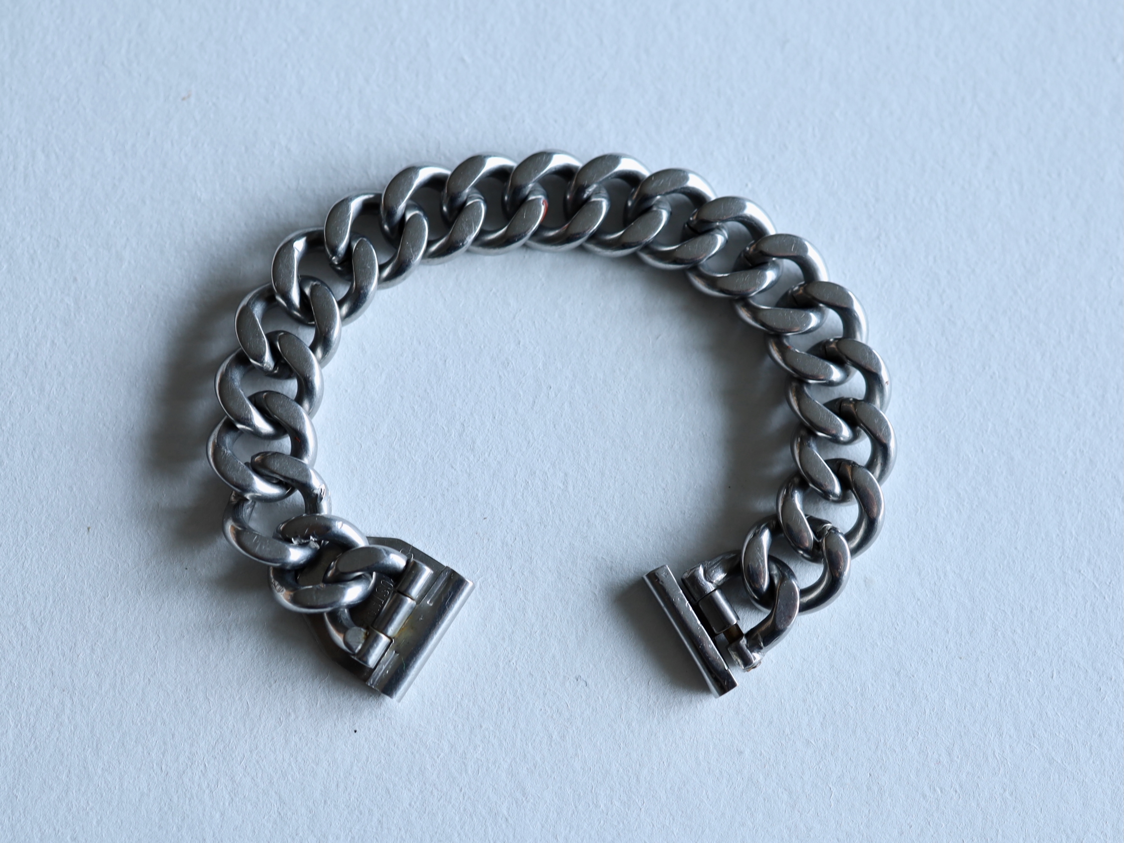 HERMES-LIKE VINTAGE SS CHAIN BRACELETS 1940'S - アンティーク腕時計