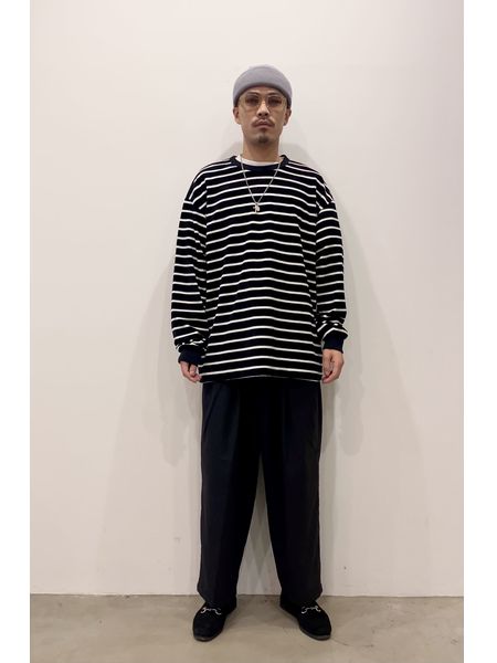 COOTIE / Velour Border L/S Tee | 80-HACHIMARU-