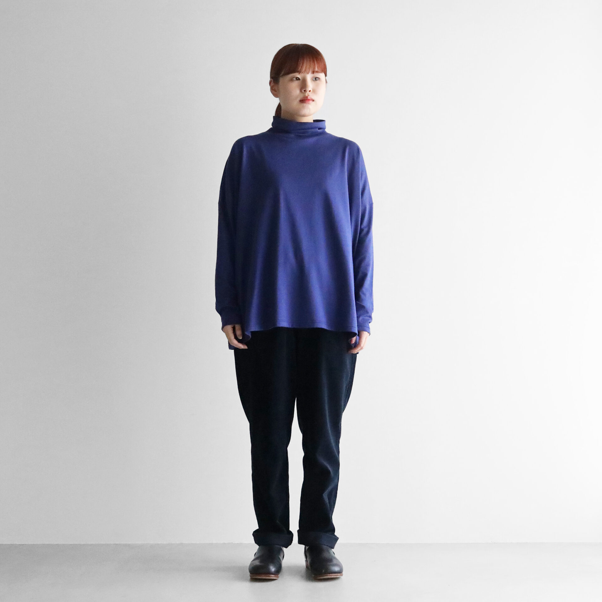 HUIS in house］SUVIN COTTON長袖スクエアワイドタートルカットソー