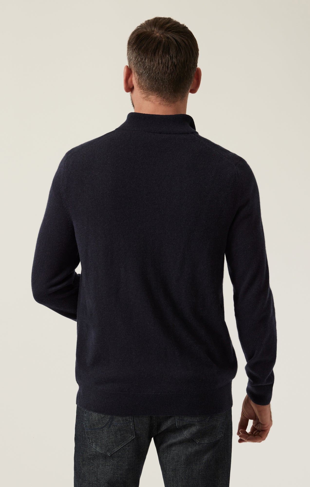 34 Heritage Men's Cashmere Quarter Zip Sweater In Dark Navy