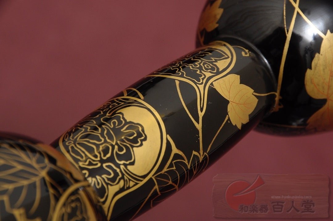 小鼓胴 瓢箪葵蒔絵小鼓胴、古革