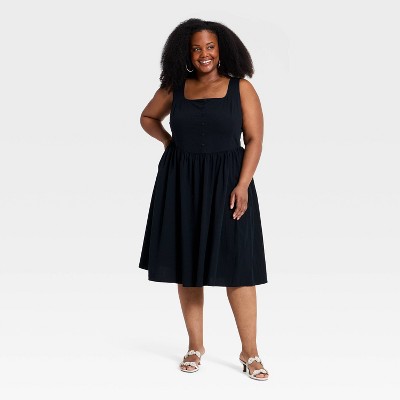 Women's Plus Short Sleeve Seamed Knit Midi T-Shirt Dress - Ava