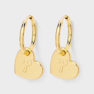 Bijoux Sport by Luv Aj MLB Gold Logo Heart Hoop Earrings