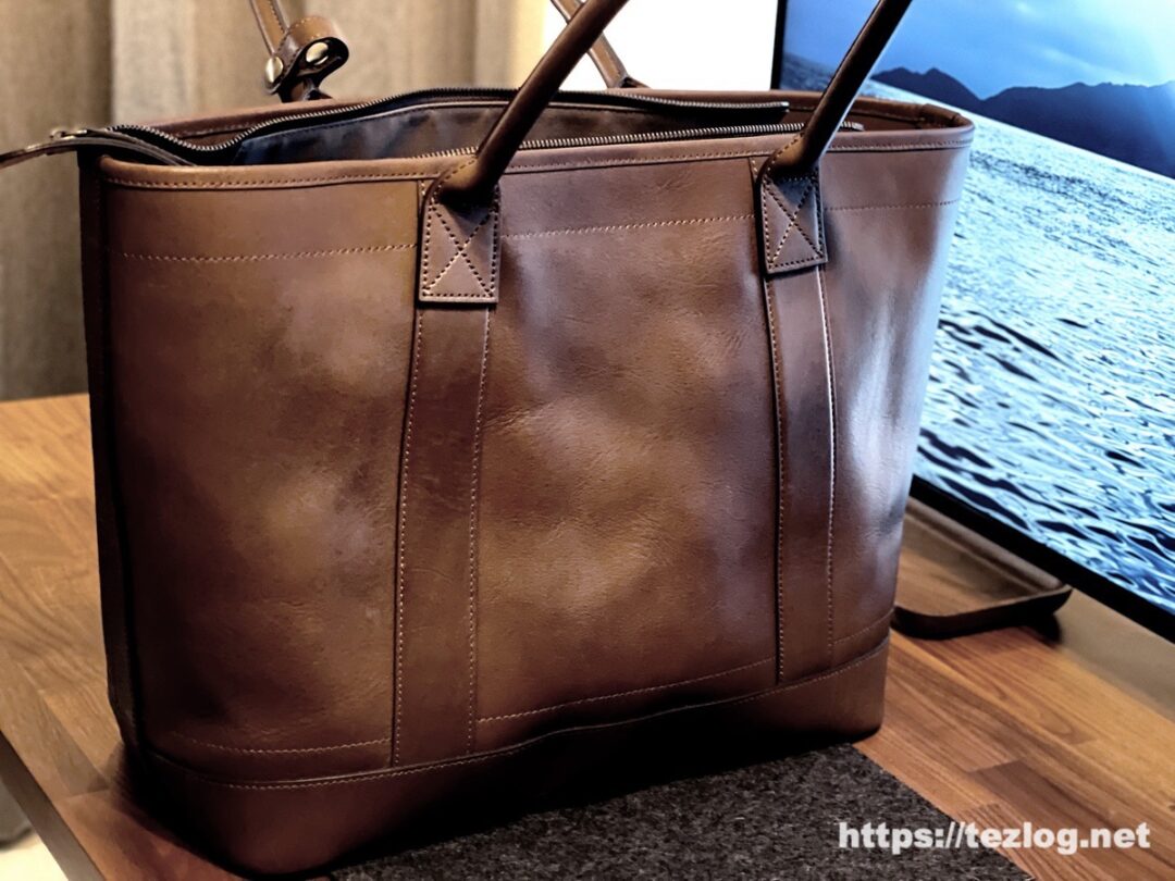 土屋鞄 ビークル ラージストックトート。ヴィンテージワックスレザーが
