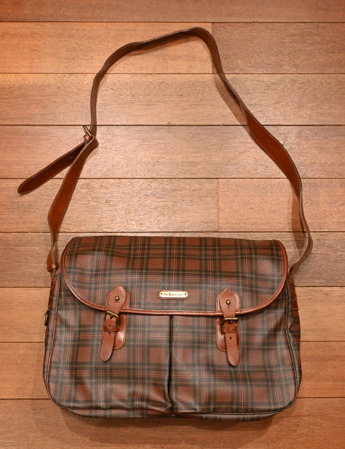 USED 90s ポロラルフローレン PVC×レザー タータンチェック柄の大きめ