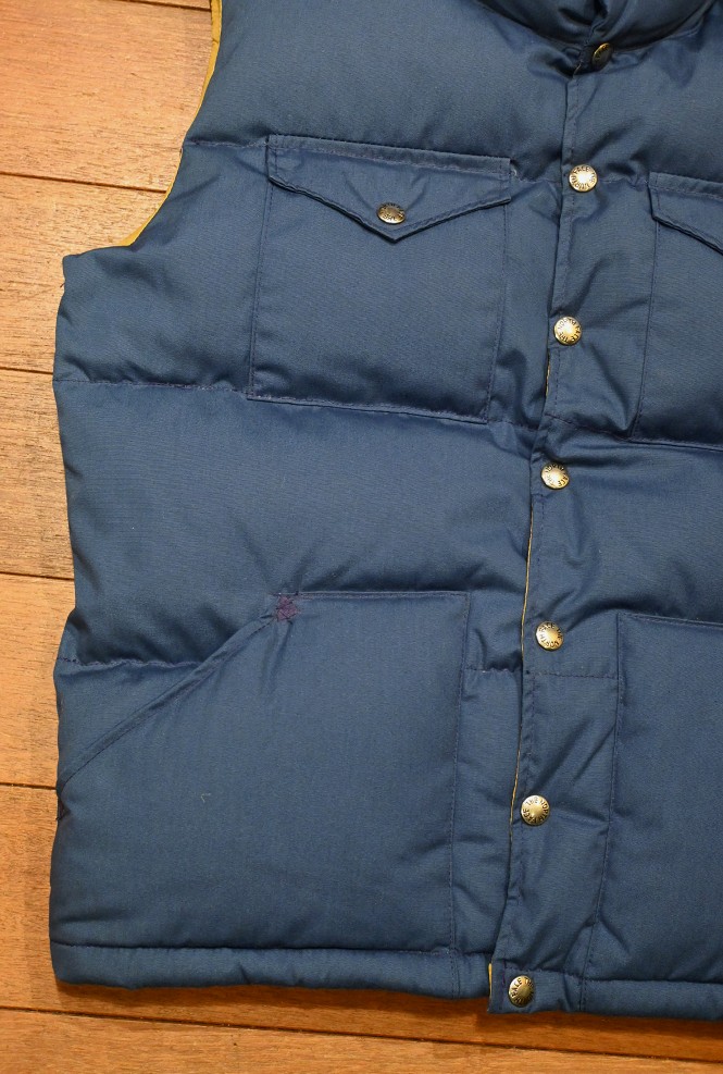 70s THE NORTH FACE ノースフェイス ダウンベスト 茶タグ(NAVY/S) 美