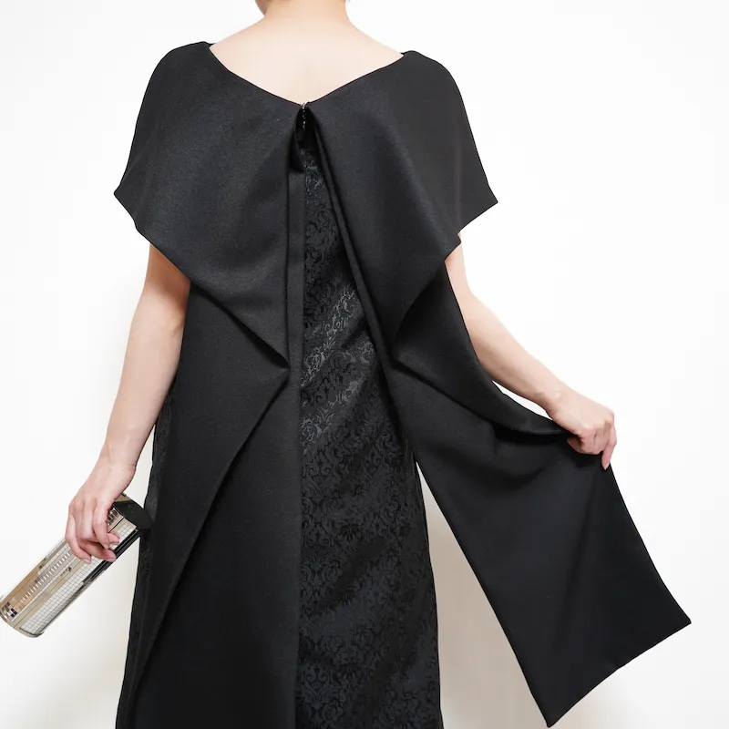 CELFORD（セルフォード） ジャガードケープドレス（ブラック/サイズ38