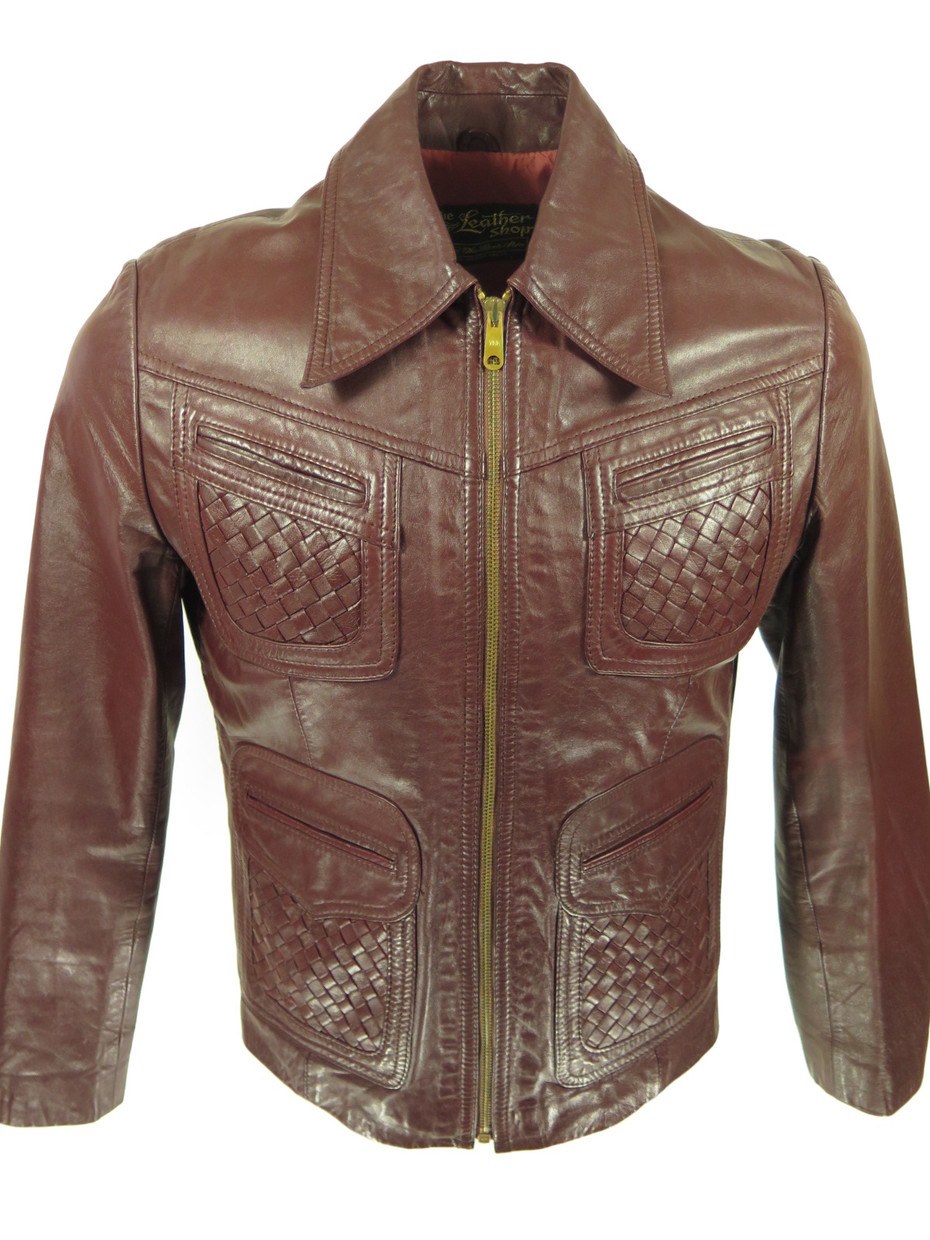 Vintage 70s Maroon Leather Jacket Mens 40 Sears the Leather Shop