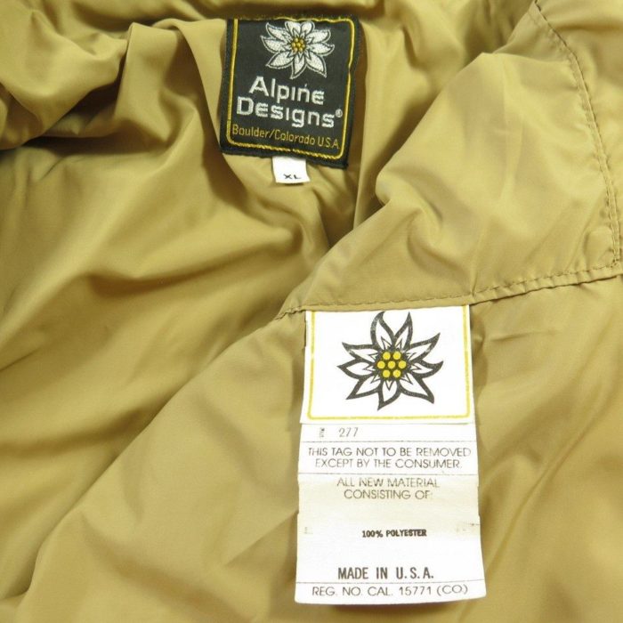 Vtg 80s Alpine Designs Puffy Puffer Ski Winter Jacket Mens Retro