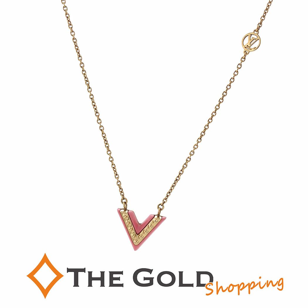 LOUIS VUITTON ネックレス エセンシャルV M63180 46cm GP ピンク