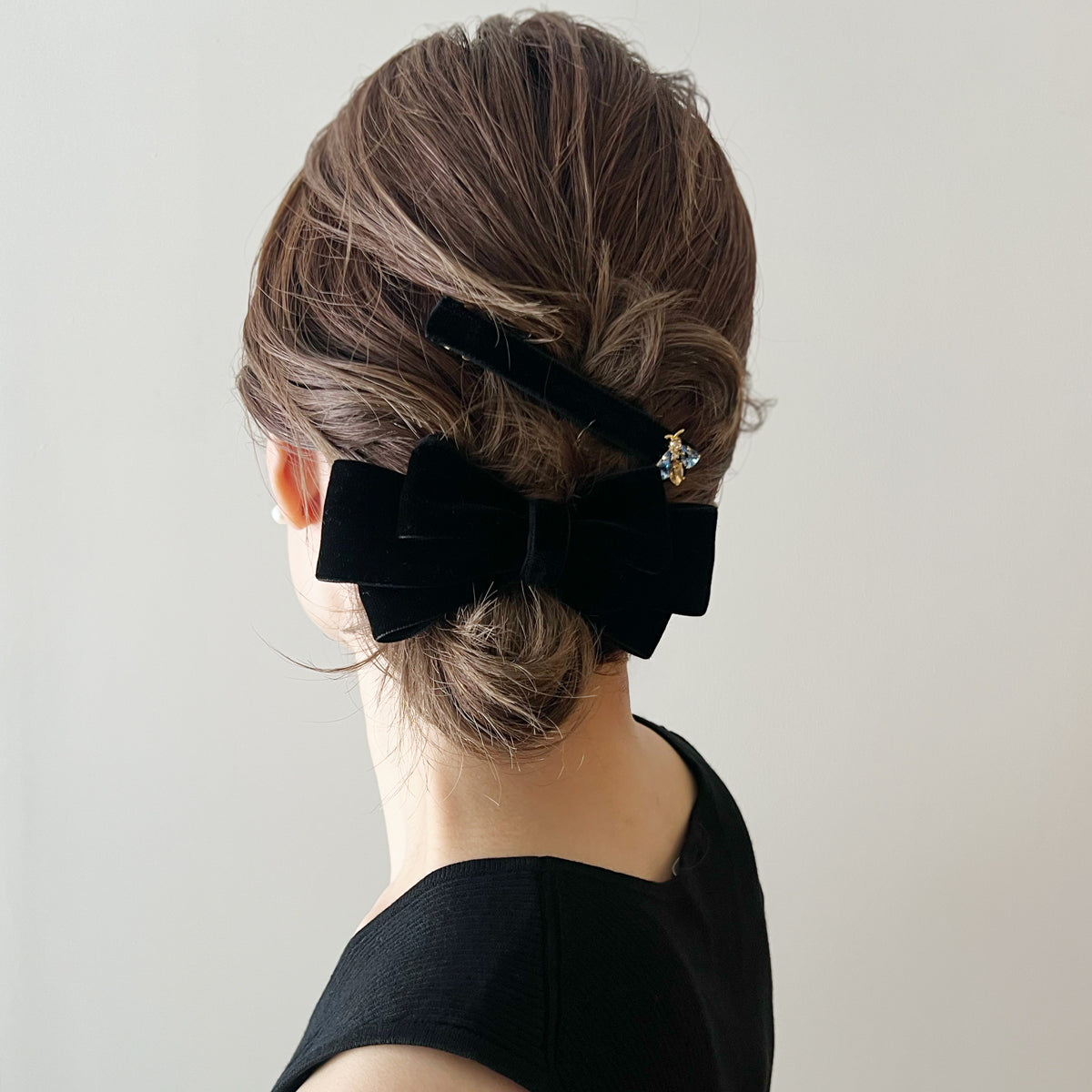 ベルベット トリプル ボウ 10cm バレッタ | THE HAIR BAR TOKYO